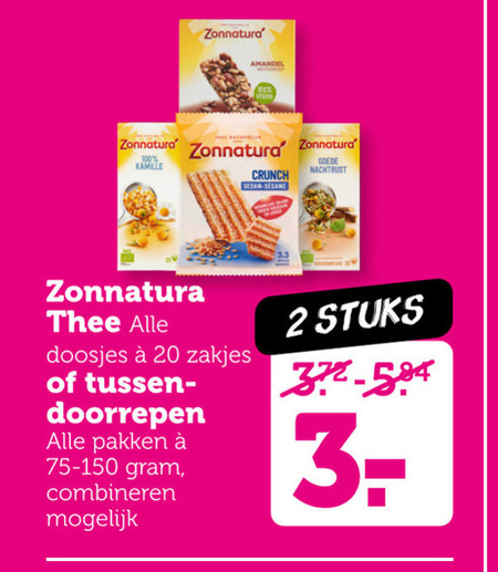 Zonnatura   mueslireep, thee folder aanbieding bij  Coop - details