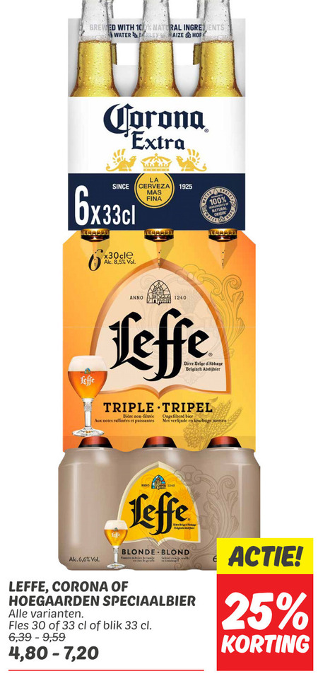 Leffe   speciaalbier, blikje bier folder aanbieding bij  Dekamarkt - details