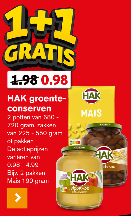 Hak   groenteconserven, appelmoes folder aanbieding bij  Hoogvliet - details