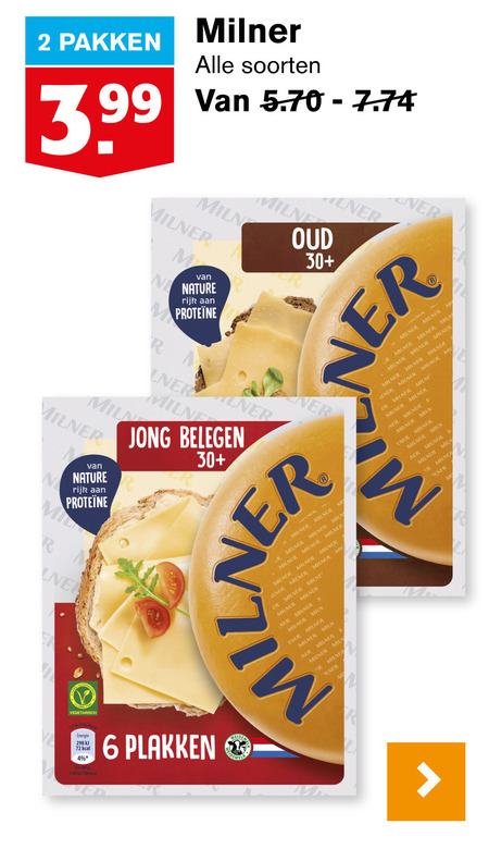 Milner   kaasplakken, kaas folder aanbieding bij  Hoogvliet - details