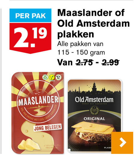 Old Amsterdam   kaasplakken folder aanbieding bij  Hoogvliet - details