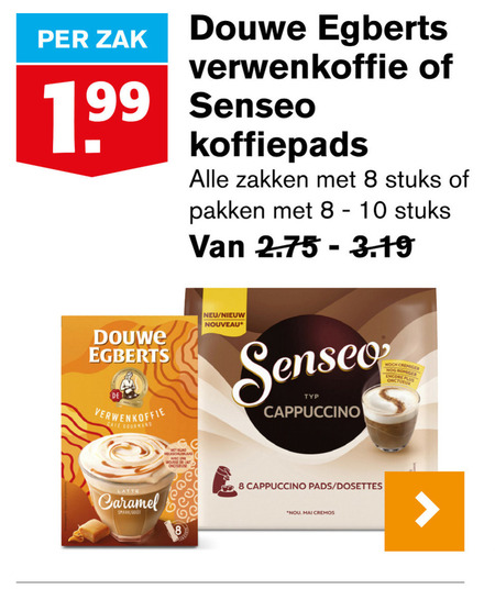 Douwe Egberts   koffiepad, oploskoffie folder aanbieding bij  Hoogvliet - details