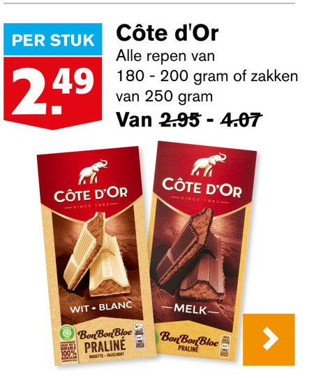 Cote D Or   chocolade folder aanbieding bij  Hoogvliet - details