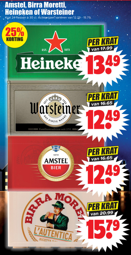 Warsteiner   krat bier folder aanbieding bij  Dirk - details