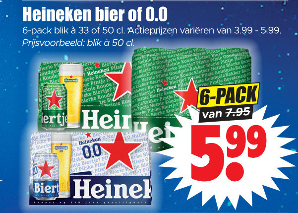 Heineken 0.0   blikje bier folder aanbieding bij  Dirk - details