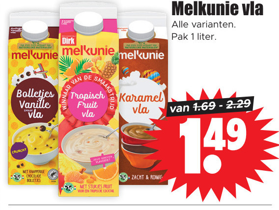 Melkunie   vla folder aanbieding bij  Dirk - details