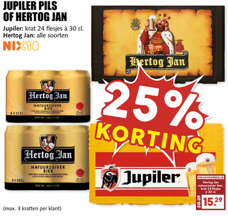 Jupiler   blikje bier, krat bier folder aanbieding bij  MCD Supermarkt Basis - details