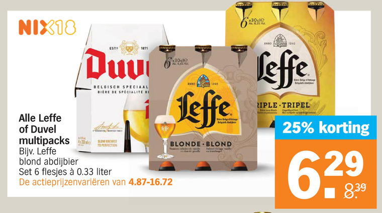 Duvel   blikje bier, krat bier folder aanbieding bij  Albert Heijn - details