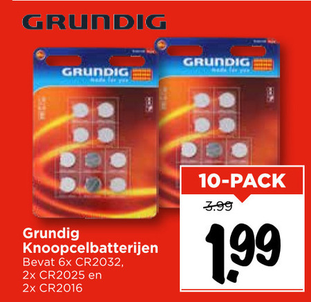 Grundig   knoopcelbatterij folder aanbieding bij  Vomar - details