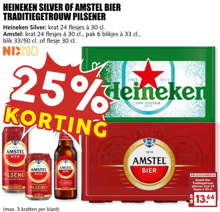 Amstel   blikje bier, krat bier folder aanbieding bij  MCD Supermarkt Basis - details