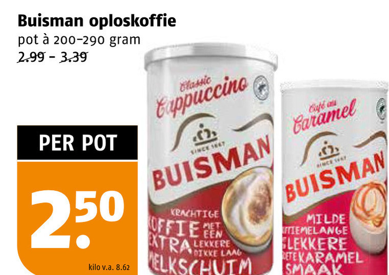 Buisman   oploskoffie folder aanbieding bij  Poiesz - details