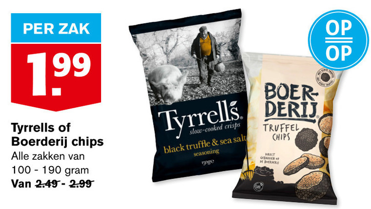 Tyrells   chips folder aanbieding bij  Hoogvliet - details