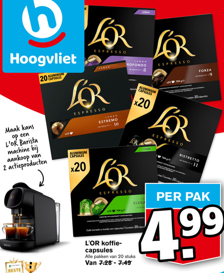 Douwe Egberts L Or   koffiecups folder aanbieding bij  Hoogvliet - details