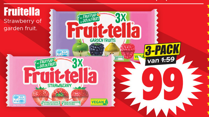 Fruit-Tella   snoep folder aanbieding bij  Dirk - details