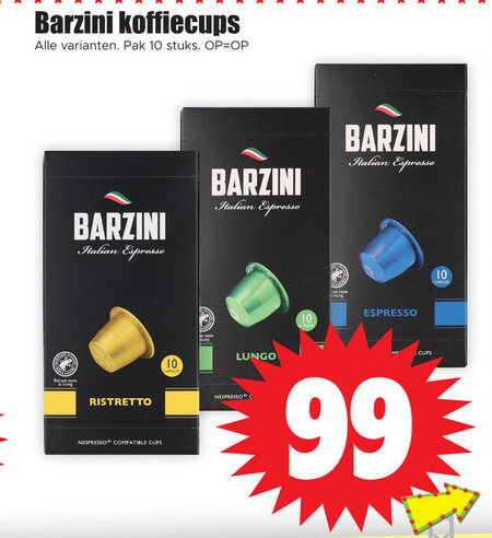 Barzini   koffiecups folder aanbieding bij  Dirk - details