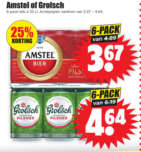 Grolsch   blikje bier folder aanbieding bij  Dirk - details