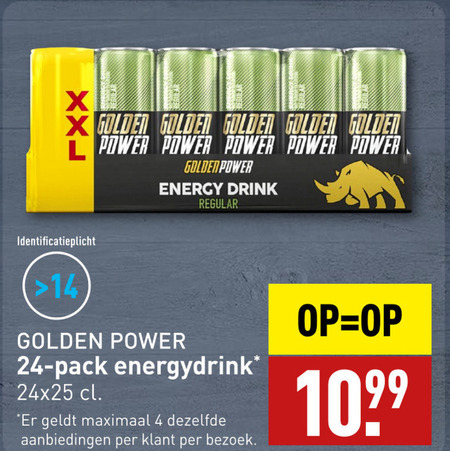 Golden Power   energiedrank folder aanbieding bij  Aldi - details