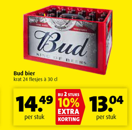 Bud   krat bier folder aanbieding bij  Boni - details