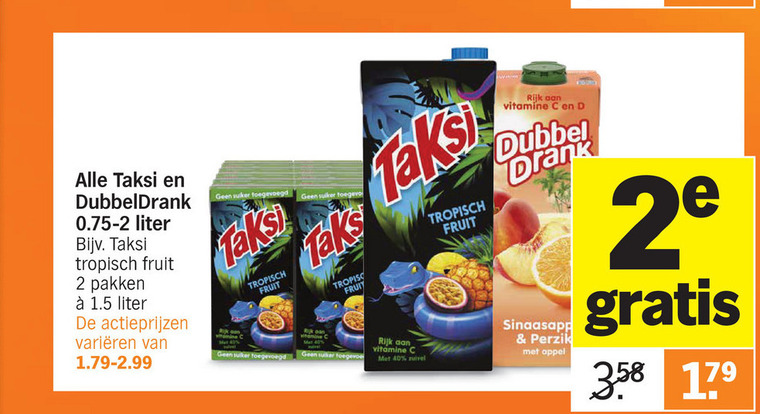 Taksi   fruitdrank folder aanbieding bij  Albert Heijn - details