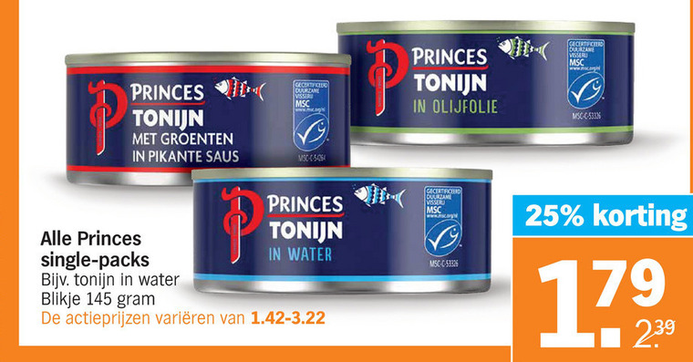 Princes   tonijn in blik folder aanbieding bij  Albert Heijn - details