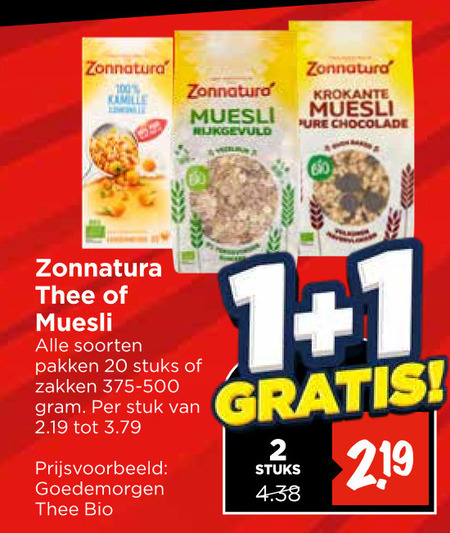 Zonnatura   thee, muesli folder aanbieding bij  Vomar - details