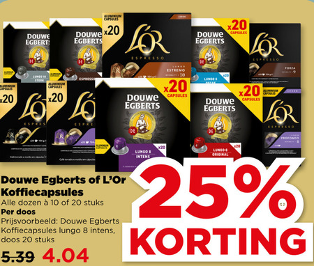 Douwe Egberts L Or   koffiecups folder aanbieding bij  Plus - details