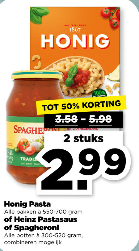 Spagheroni   pastasaus, pasta folder aanbieding bij  Plus - details