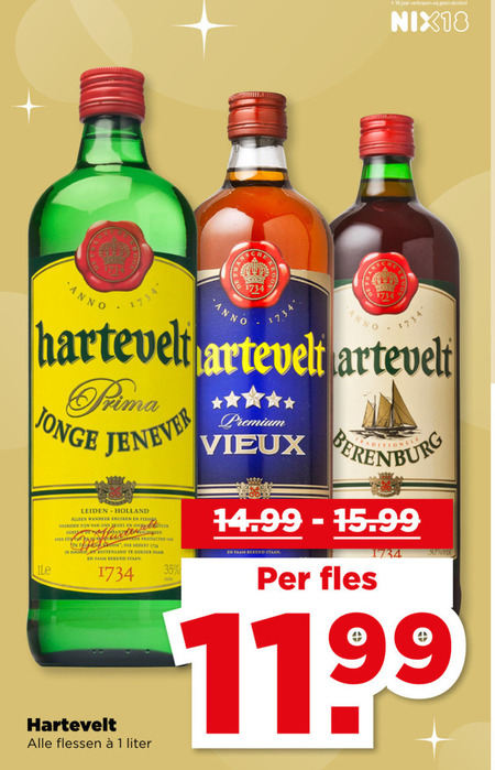 Hartevelt   jenever, berenburg folder aanbieding bij  Plus - details