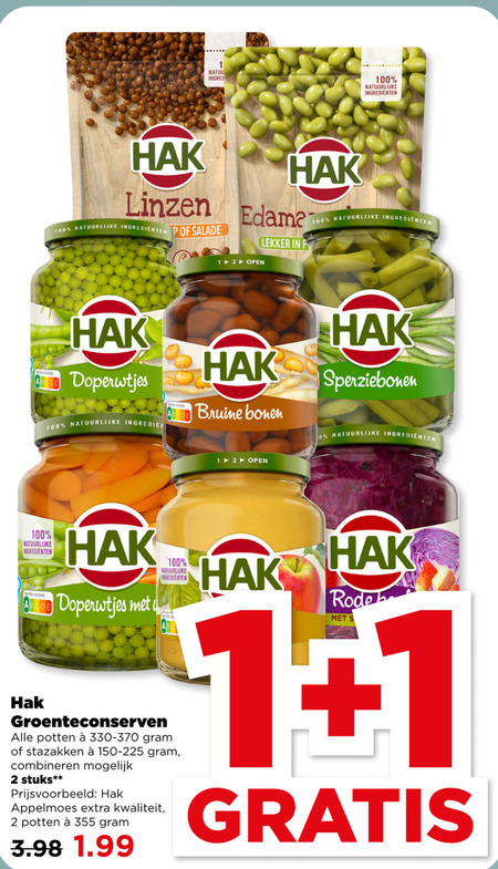 Hak   sperziebonen, groenteconserven folder aanbieding bij  Plus - details