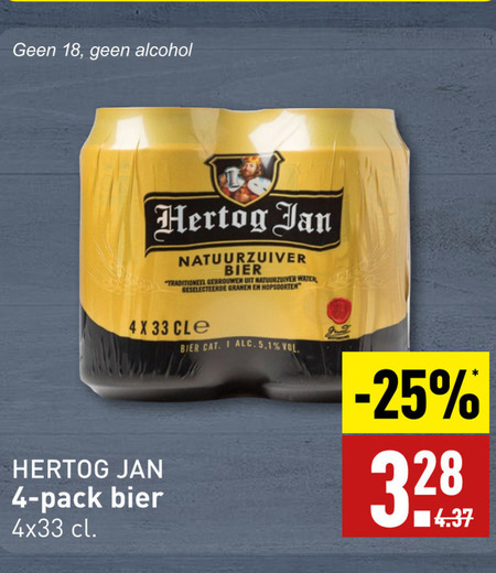 Hertog Jan   blikje bier folder aanbieding bij  Aldi - details