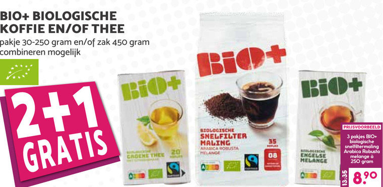 Bio Plus   koffie, thee folder aanbieding bij  Boons Markt - details