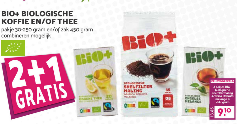 Bio Plus   thee, koffie folder aanbieding bij  MCD Supermarkt Basis - details