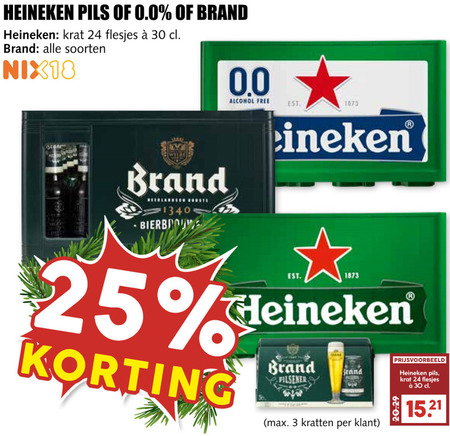 Heineken   blikje bier, krat bier folder aanbieding bij  MCD Supermarkt Basis - details