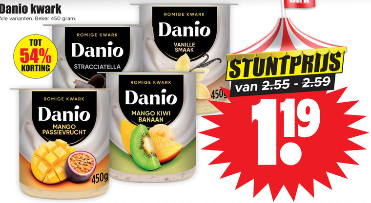 Danone Danio   kwark folder aanbieding bij  Dirk - details