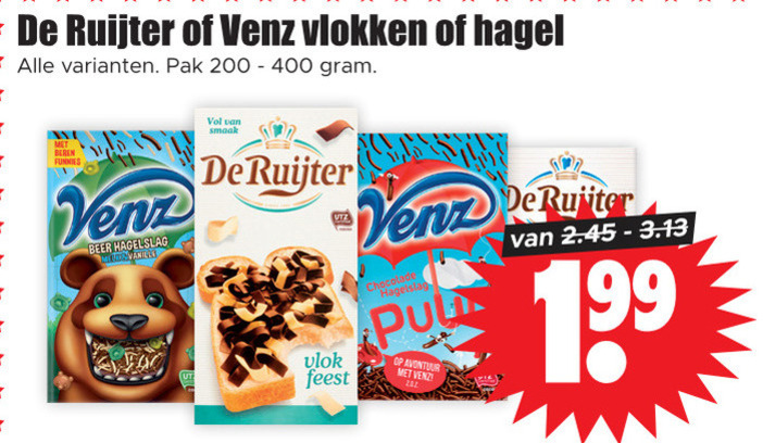 De Ruijter   hagelslag, boterhamvlokken folder aanbieding bij  Dirk - details