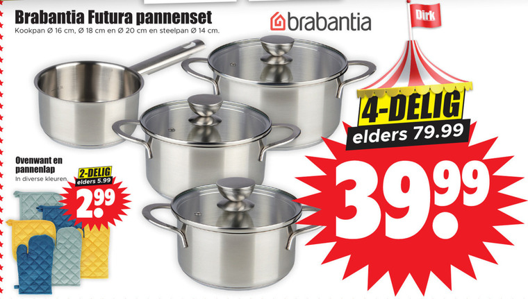 Brabantia   pannenset folder aanbieding bij  Dirk - details