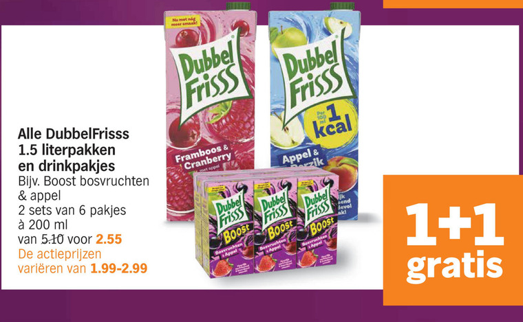 Dubbelfrisss   fruitdrank folder aanbieding bij  Albert Heijn - details