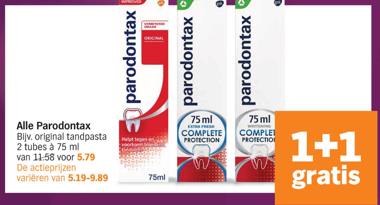 Paradontax   tandpasta folder aanbieding bij  Albert Heijn - details