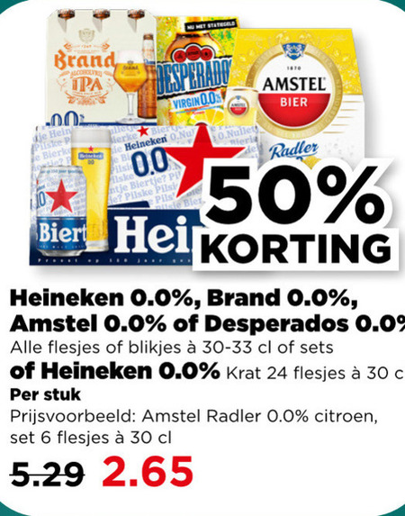 Heineken 0.0   blikje bier folder aanbieding bij  Plus - details