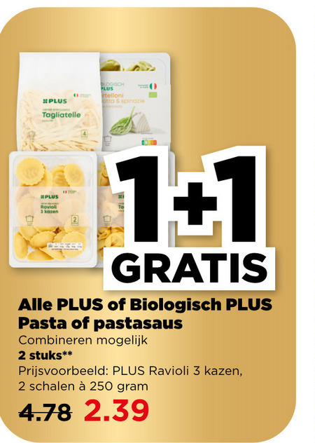 Plus Huismerk   pastasaus, pasta folder aanbieding bij  Plus - details