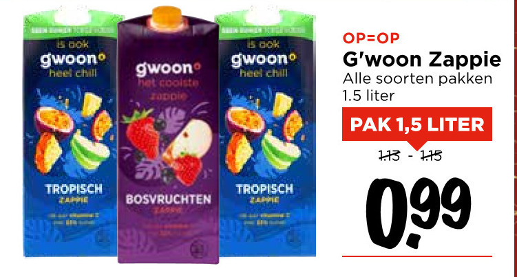 Gwoon   fruitdrank folder aanbieding bij  Vomar - details