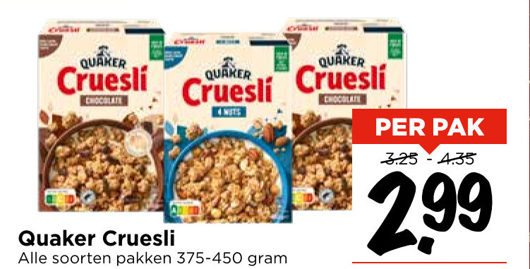 Quaker   cruesli folder aanbieding bij  Vomar - details