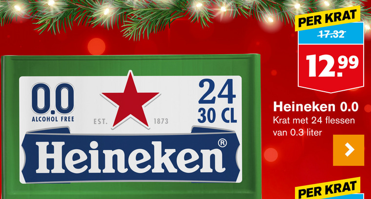 Heineken 0.0   krat bier folder aanbieding bij  Hoogvliet - details