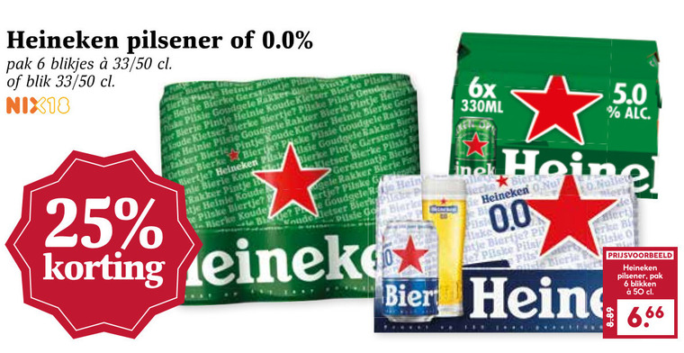 Heineken 0.0   blikje bier folder aanbieding bij  Boons Markt - details