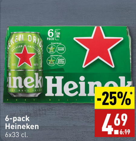 Heineken   blikje bier folder aanbieding bij  Aldi - details