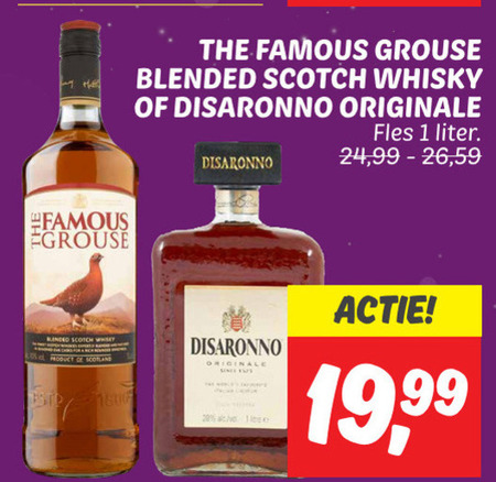 Famous Grouse   amaretto, whisky folder aanbieding bij  Dekamarkt - details