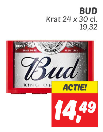 Bud   krat bier folder aanbieding bij  Dekamarkt - details