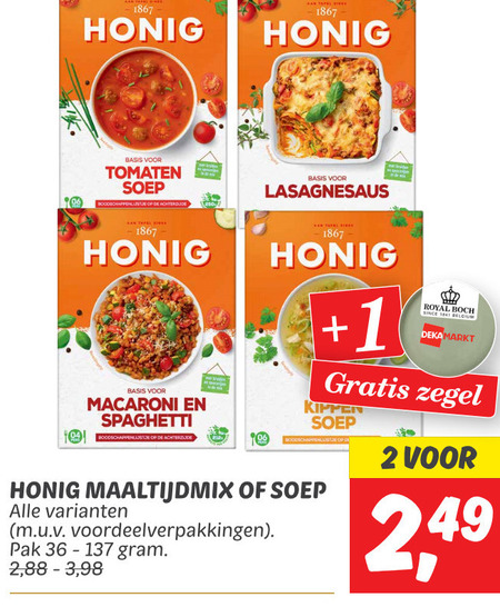 Honig   soep, maaltijdmix folder aanbieding bij  Dekamarkt - details