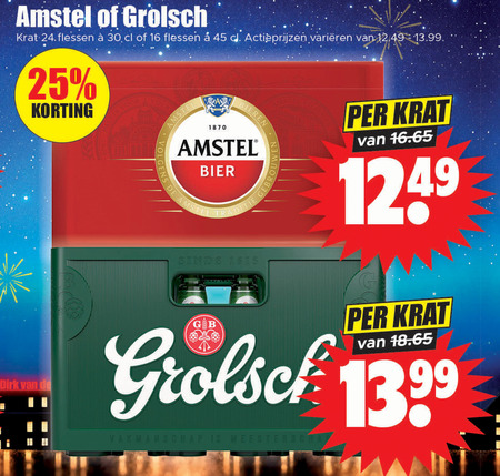 Grolsch   krat bier folder aanbieding bij  Dirk - details