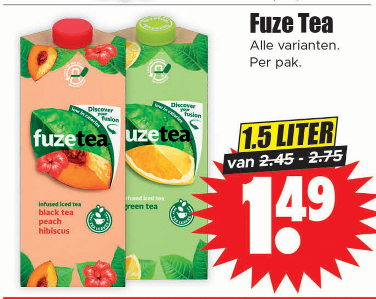 Fuze Tea   ice tea folder aanbieding bij  Dirk - details